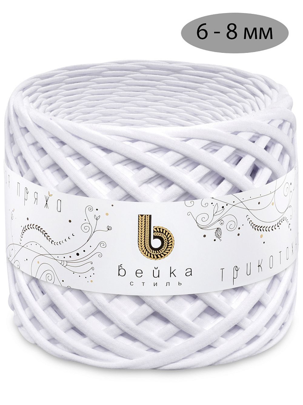 Пряжа трикотажная 1х300г, 100м, шир. 6-8 мм, 3001 белый /TOS/