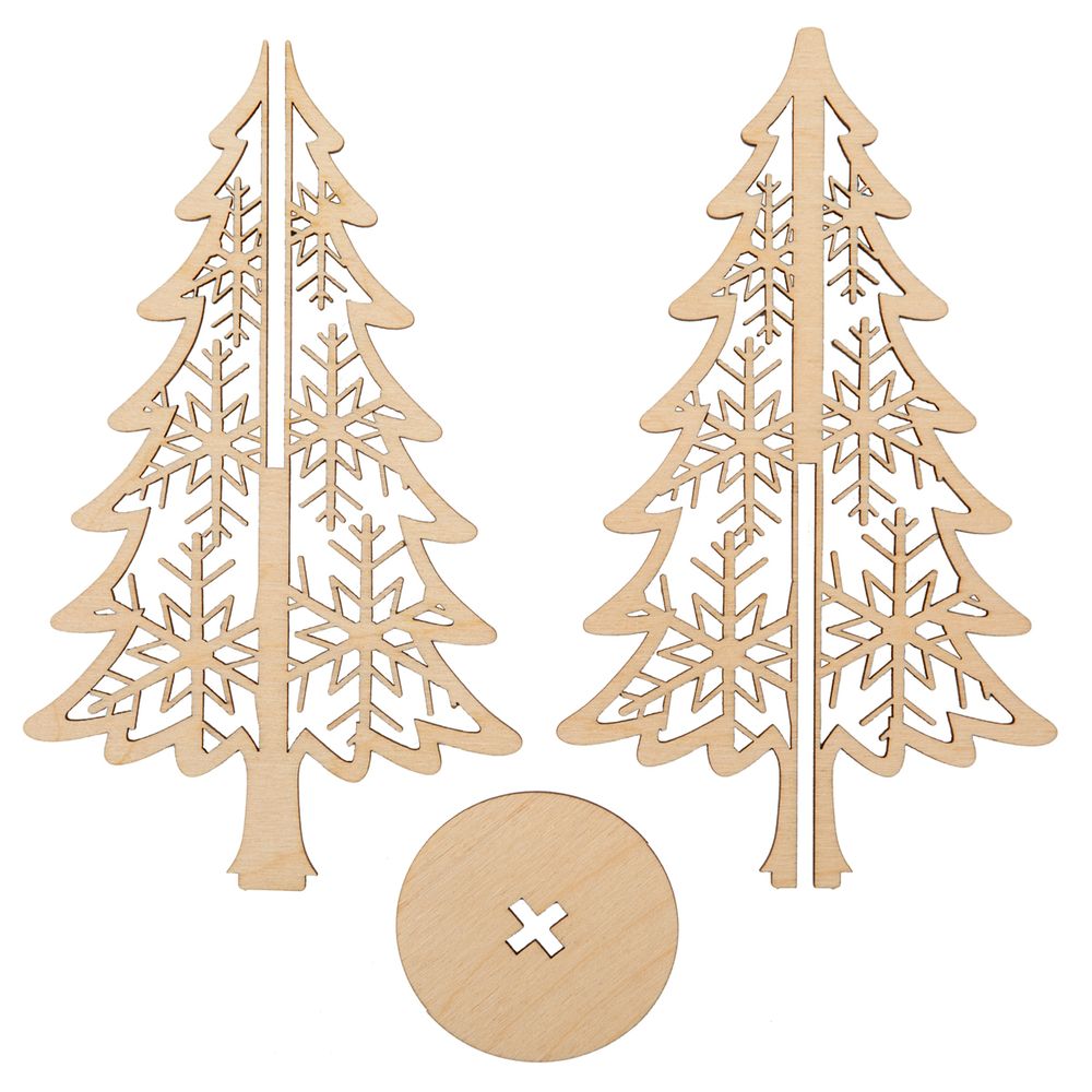 Заготовка из фанеры на подставке, 15 см, 02 Ель со снежинками, Mr.Carving КЛ-15