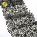 Кружево на сетке (вышитое) 225 мм, T93, цв.айвори+черный, 6м, Kruzhevo