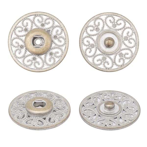 Кнопка пришивная металл ⌀27.0 мм, металл, White, уп.10 шт