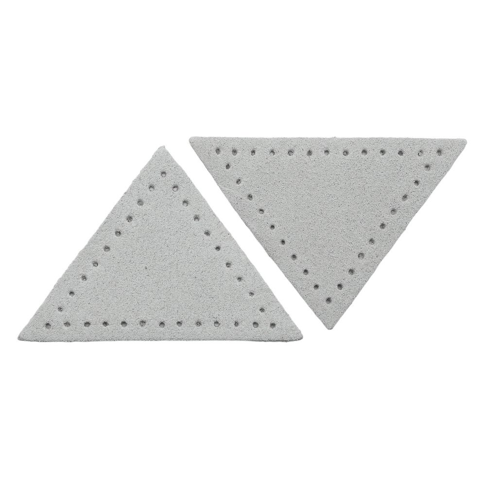 Заплатки пришивные из замши, треугольник равнобедр., стор.5см, с перфорацией, 2 шт, 100%кожа, 25 серо-белый, 59901