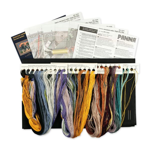 Набор для вышивания нитками Panna, Золотая серия, Карта звездного неба, 70х50 см