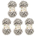 Пряжа Alize (Ализе) Puffy / уп.5 мот. по 100 г, 9м, 302 серый