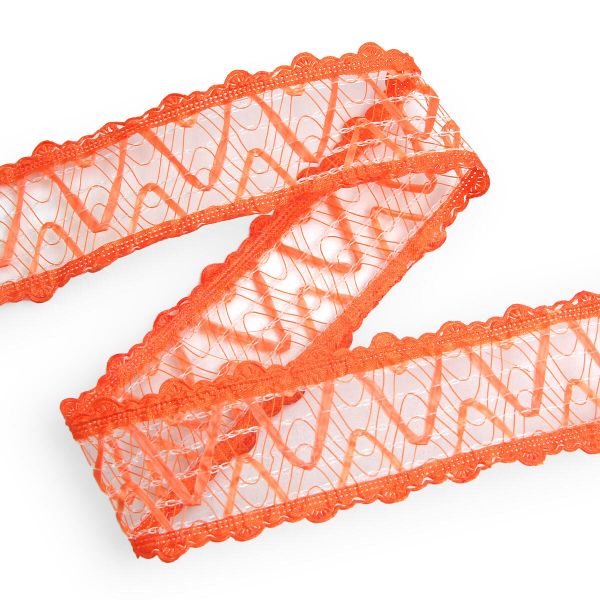 Тесьма отделочная ажурная 38 мм, 25 м, (09 оранжевый)