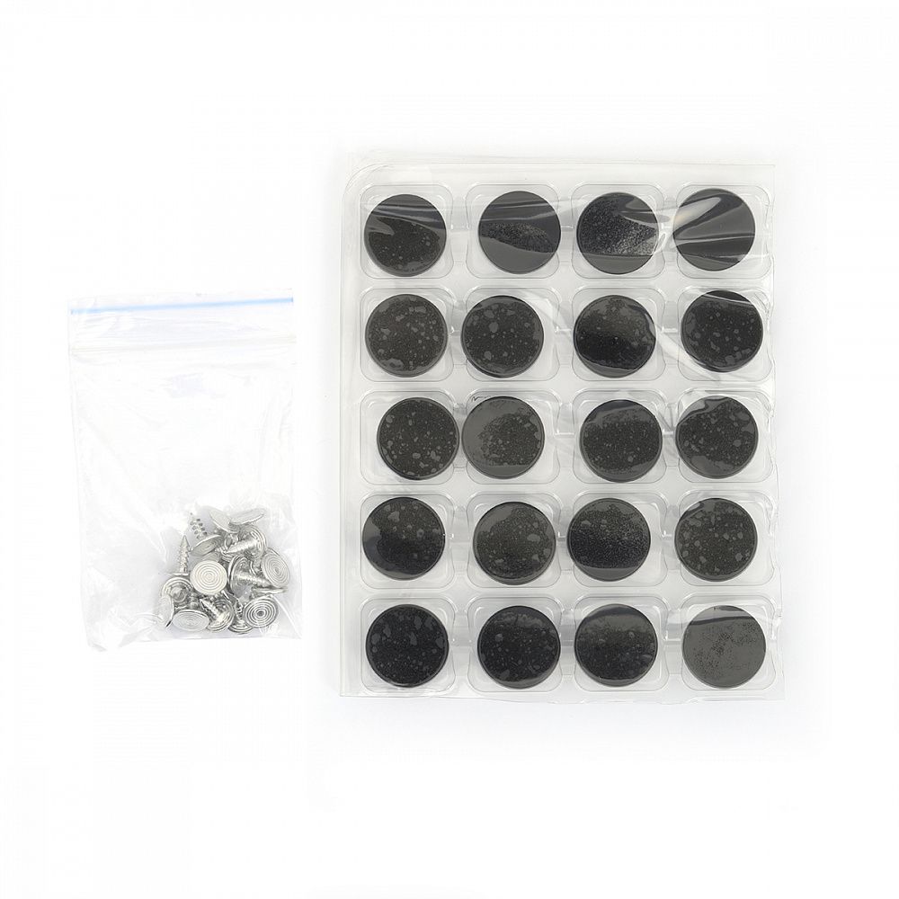 Пуговицы джинсовые ⌀18 мм, фиксированная ножка, металл, TBY-1357 черный матовый уп.20 шт