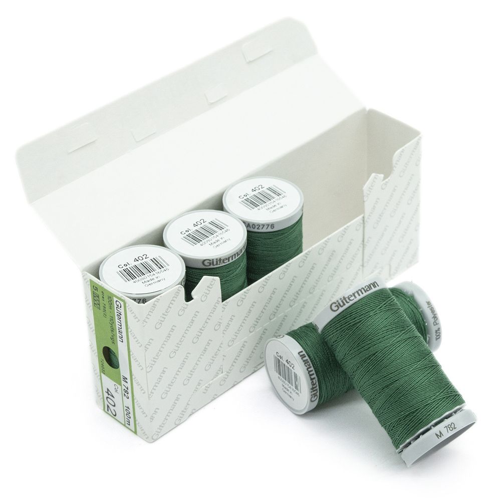 Нитки суперкрепкие Gutermann Extra Strong M782, 100м, 402 изумрудно-зеленый, 5 катушек