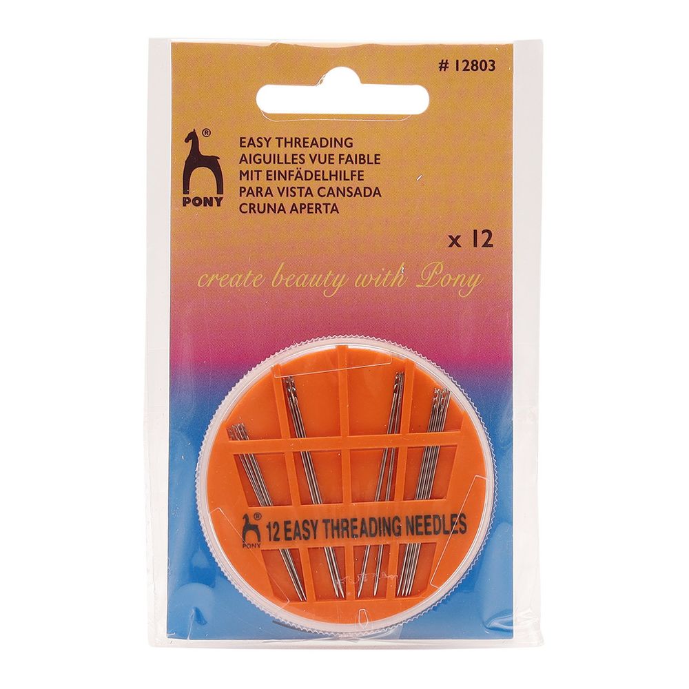 Иглы ручные компактные с упрощенным вдеванием Easy Threading Compact ассорти, 12 шт, PONY, 12803