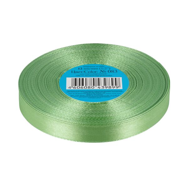 Лента атласная 1-сторонняя 12.0 мм / 33±2 метра, 083 св.зеленый, Gamma