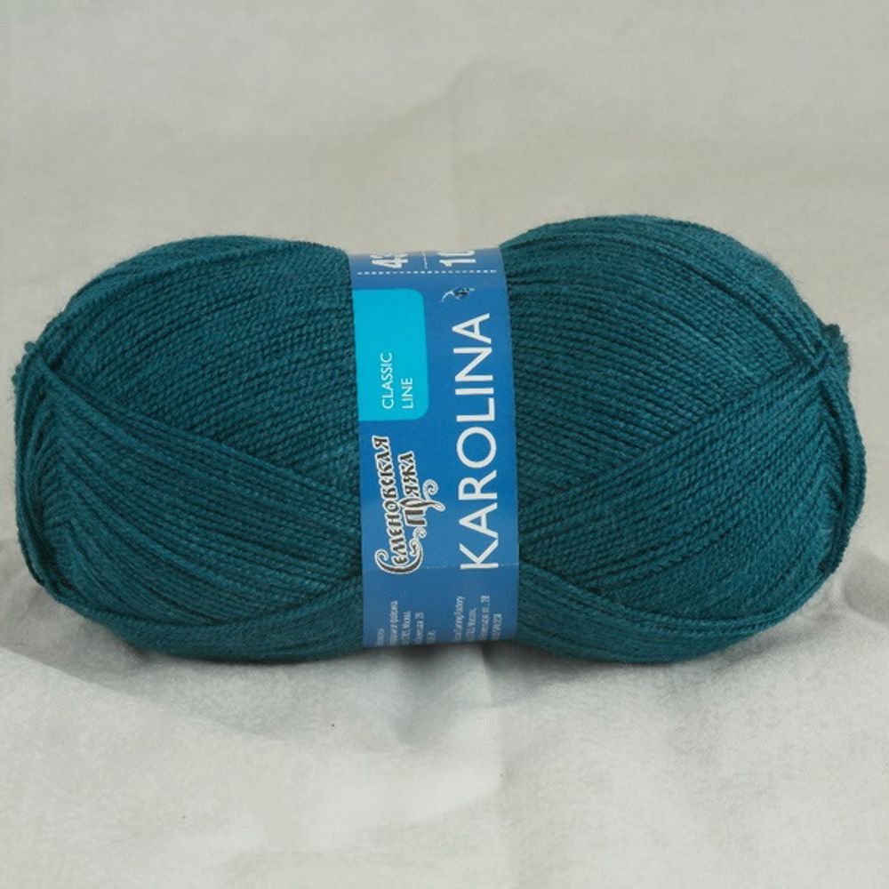 Пряжа Семеновская Karolina / уп.5 мот. по 100 г, 438 м, 0027 мор.волна