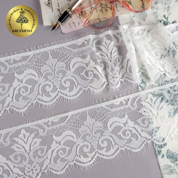 Кружево шантильи (реснички) 100 мм, диз. 226, цв.1 белый уп. 15 м, по 3 м, Kruzhevo