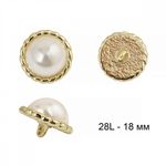 Пуговицы металлические на ножке 28L-18 мм, С-MP30 цв.золото/перламутр, 10 шт