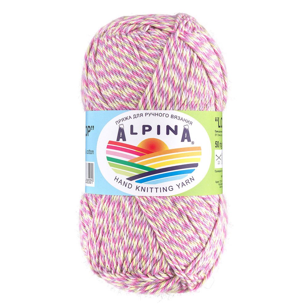 Пряжа Alpina Lollipop / уп.10 мот. по 50г, 175м, 04 розовый-малиновый-сиреневый-салатовый