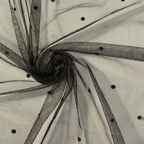 Фатин со стразами 150 см / 15 метров, 231.1-13, цв.черный