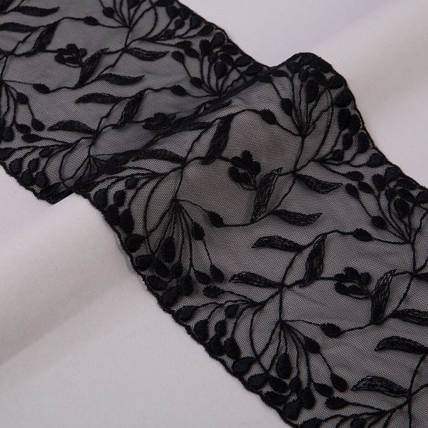 Кружево бельевое эластичное 170 мм / 10 м, черный, Gamma GKME-17002