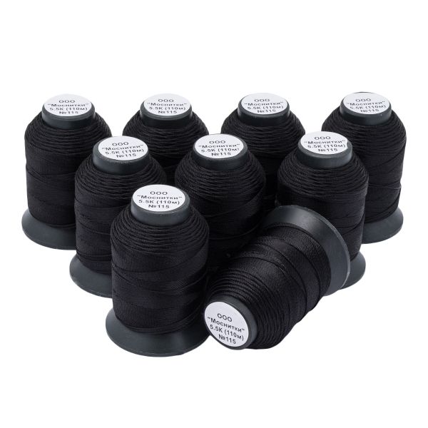 Нитки капроновые 5,5К, 110м, 115 черный, 9 катушек