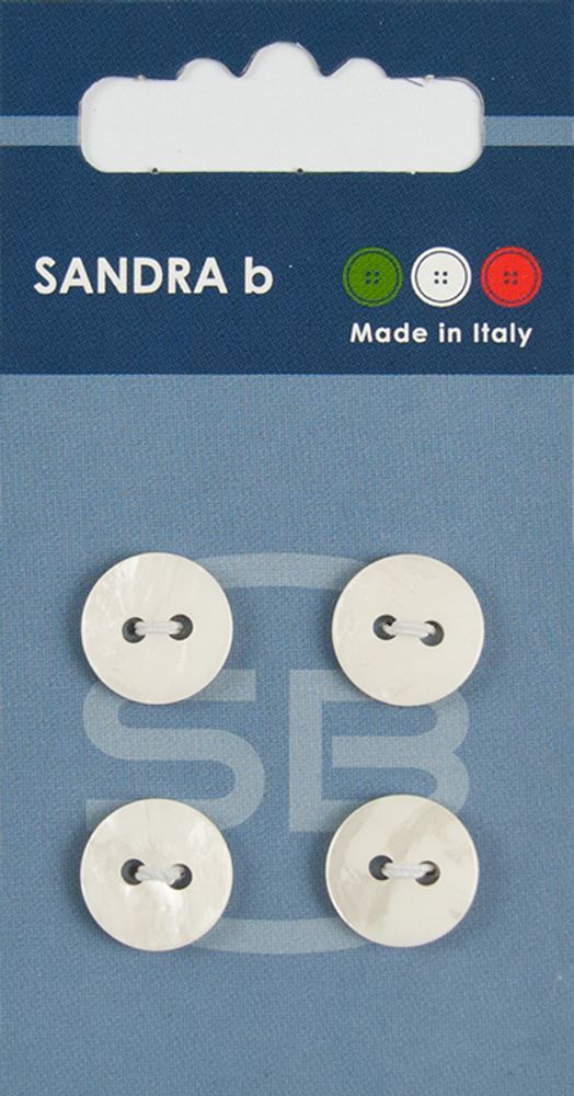 Пуговицы Sandra, 12, 5 мм, 4 шт, пластик, белый, 160561