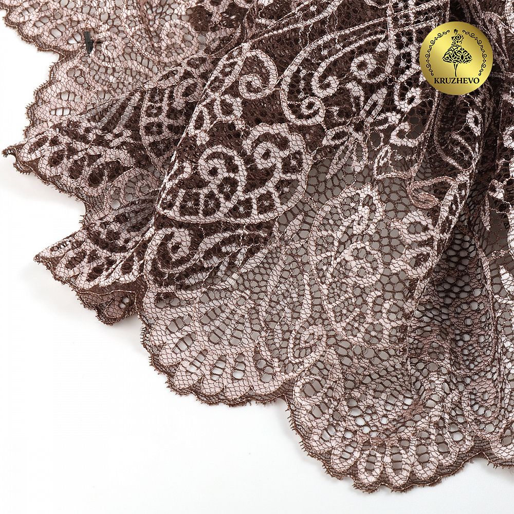Кружево бельевое эластичное 240 мм / 120 м, диз.4099, бежевый, Kruzhevo