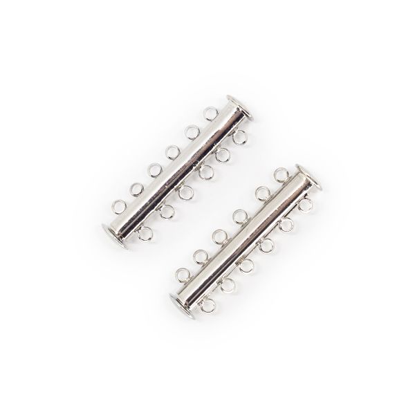 Замок-слайдер магнитный на 6 нитей, 34х10 мм, 2 шт цв. серебро, 29370