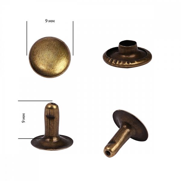 Хольнитены односторонние сталь 9х9 мм, №33, TBY.5109 цв. антик уп. 1000 шт, TBY