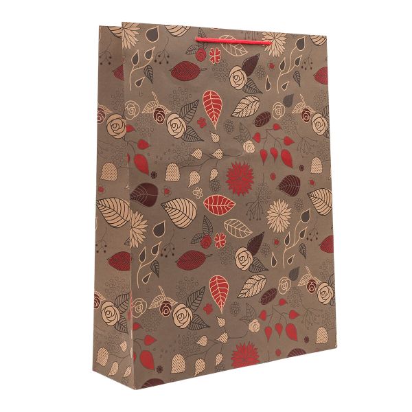 Пакет подарочный крафтовый Цветочный узор, 38х12х50см, 170 г/м², 12 шт