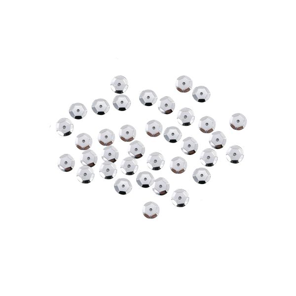 Пайетки граненые 6 мм, упак. 10 гр, Астра, 1 серебро, уп.10 шт