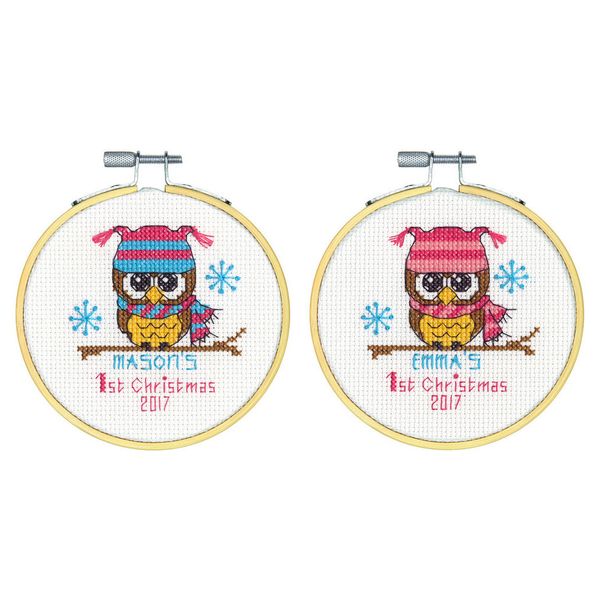 Набор для вышивания нитками Dimensions, Первое рождество, 10х10 см