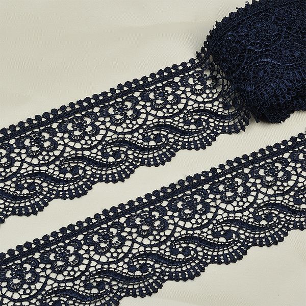 Кружево гипюр (плетёное) 65 мм, диз.TR 8GB014 цв.12 т.синий уп.9м, Kruzhevo