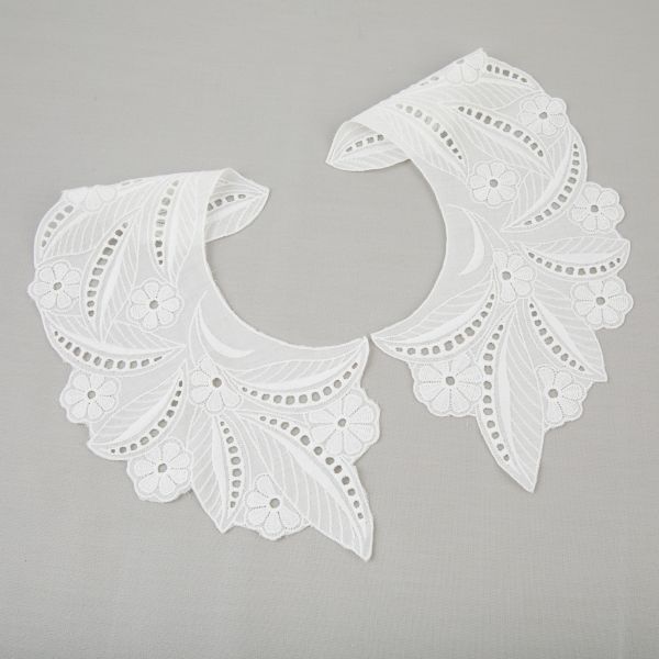 Пришивной кружевной воротник шитьё 120 мм, 5 пар Турция, натуральный, Gamma VYEM-28-01