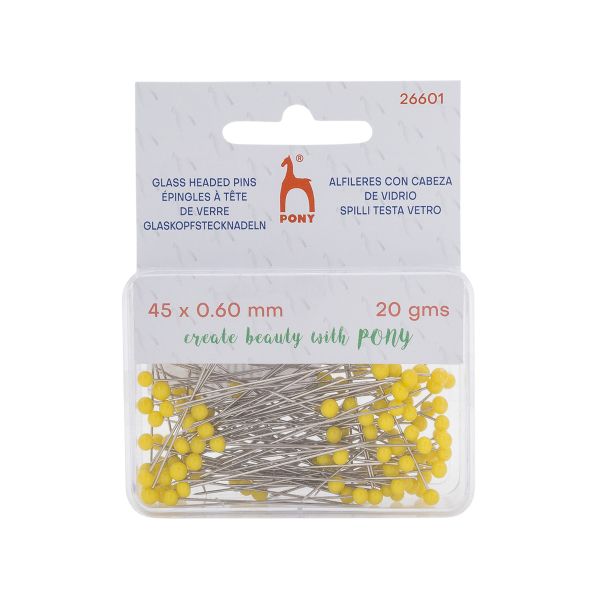 Булавки портновские с желтой головкой 0.6 мм, l=45 мм, сталь, 20гр Pony, 26601