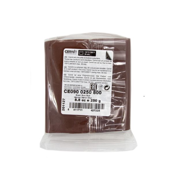 Полимерная глина Cernit №1 запекаемая, классическая 250гр, 800 коричневый
