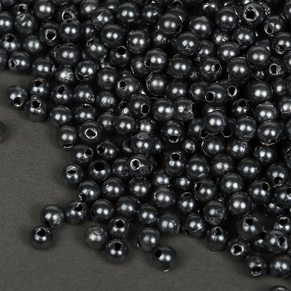 Бусины пластик (перламутр) ⌀4 мм, цв.029 серый, уп.500г (15000 шт), Magic4Hobby