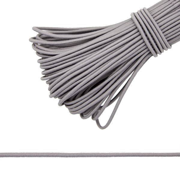Резинка шляпная (шнур эластичный) ⌀3.0 мм / 30 метров, св.серый