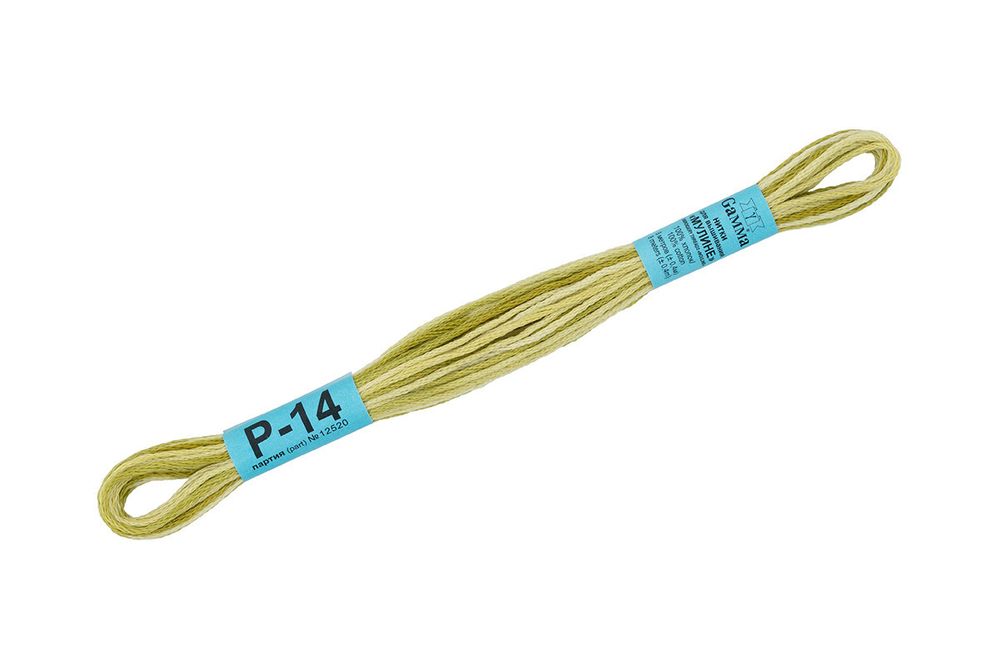 Мулине Gamma меланж, цв.Р-14 фисташковый-бл.желтый, 12 мотков по 8 метров