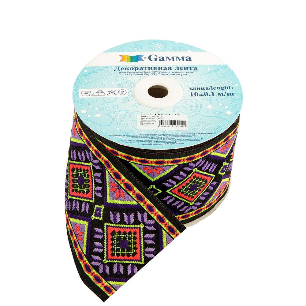 Лента (тесьма) жаккардовая 70.0 мм / 10±0.5 метров, 3, Gamma TRJ-117YP