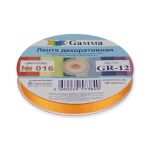 Лента репсовая (в рубчик) 12.0 мм / 45.5 метра, 016 т.оранжевый, Gamma GR-12