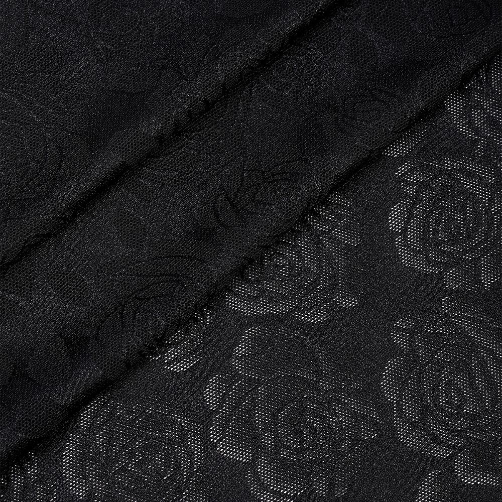 Сетка бельевая эластичная 155 г/м², шир.120 см / 1 метр, жаккард, цв.черный /OLG017/1/