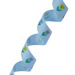 Лента репсовая (в рубчик) Тюльпаны, 15 мм, 22,5м (голубой)