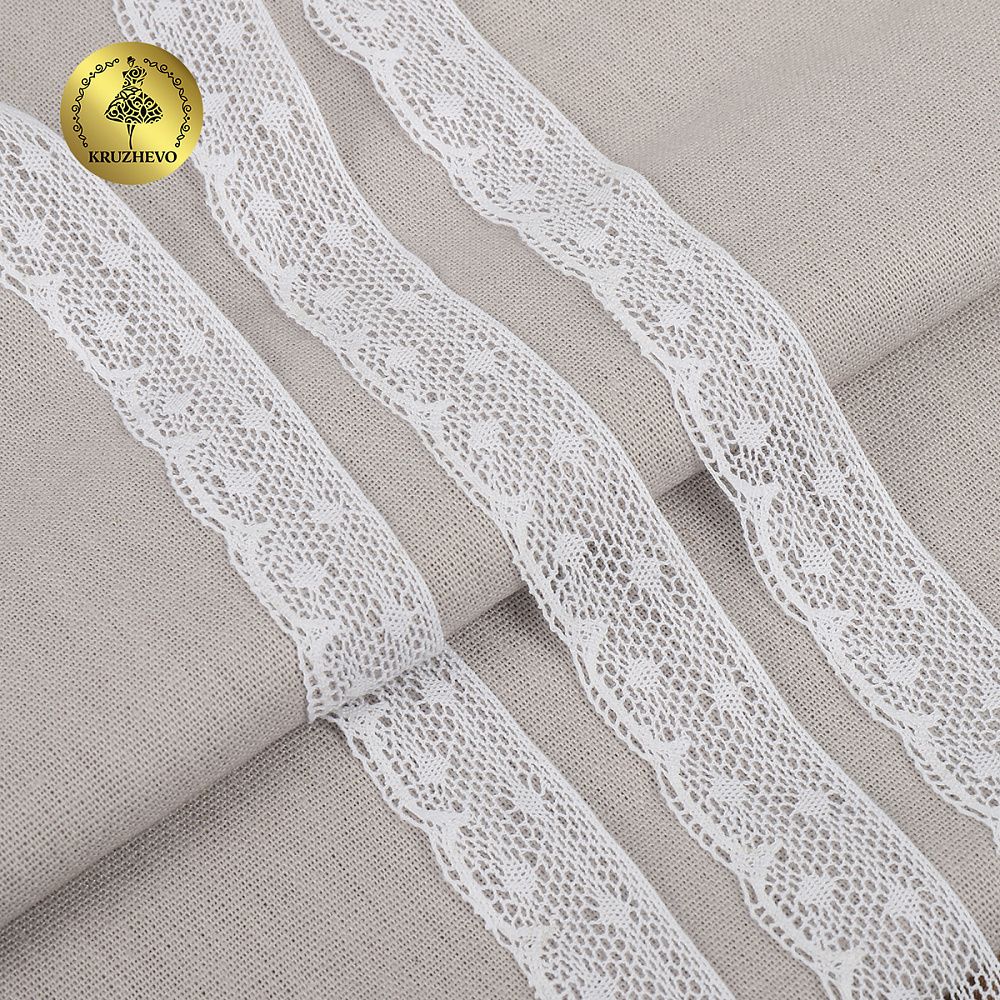 Кружево вязаное (тесьма) 25 мм / 10 метров, D1001, тонкая нить, цв.01 белый, Kruzhevo