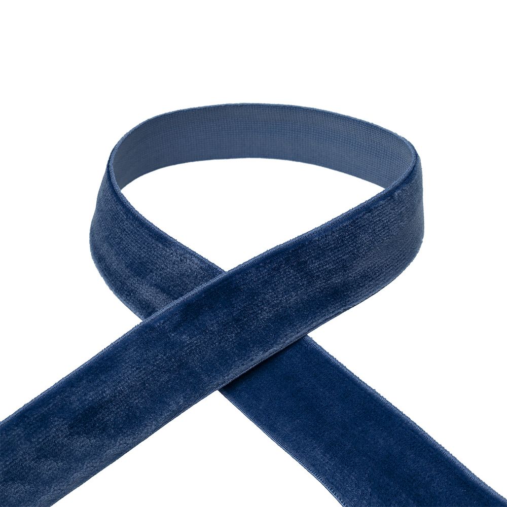 Лента бархатная (тесьма) эластичная 20.0 мм / 16.5±0.5 метра, №601 (19-4030) т.синий, Blitz VRE-20