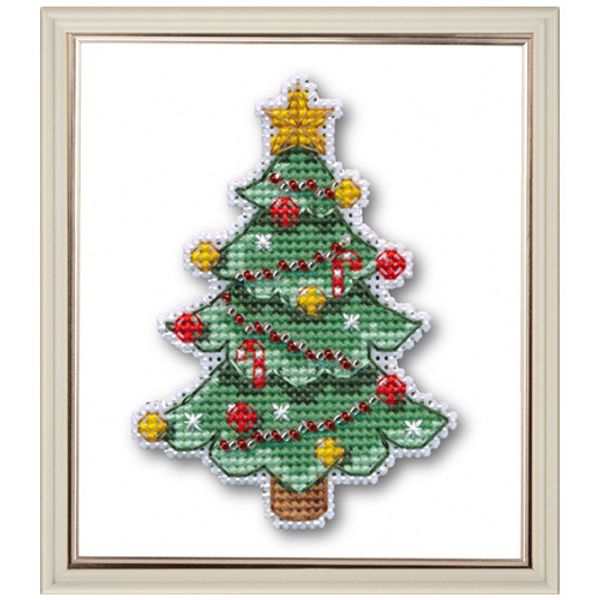 Набор для вышивания нитками Овен, Новогодняя елочка 7х9,6 см