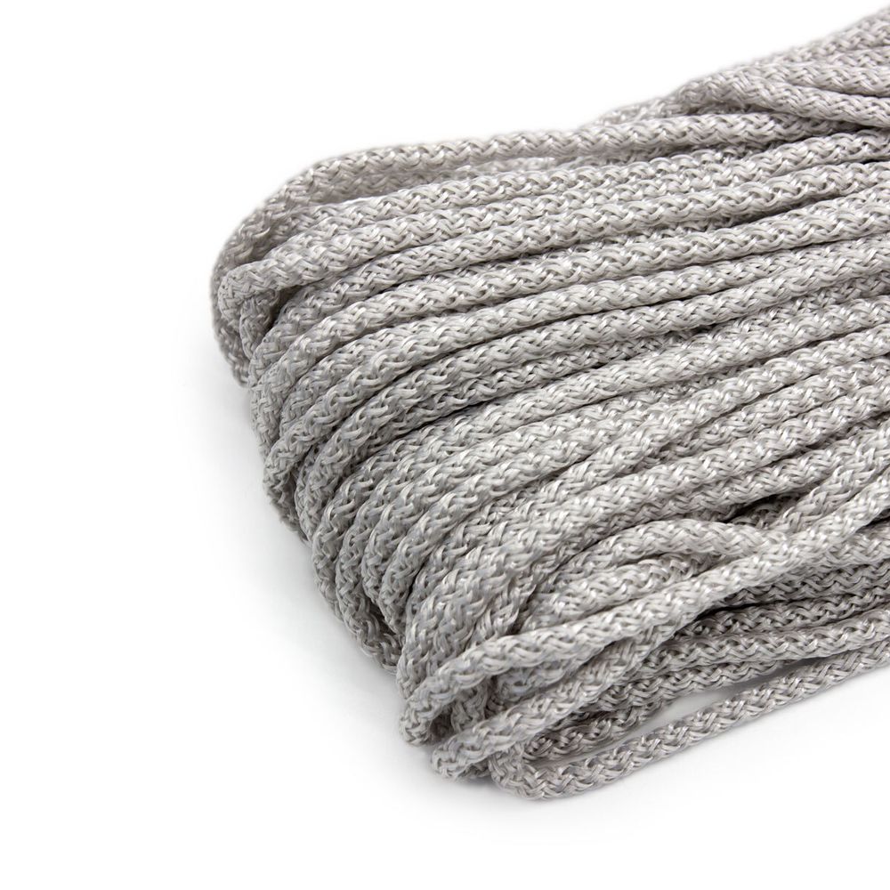 Шнур полипропилен круглый вязаный ⌀6.0 мм / 100 метров, 6-16 серебро, св.серый