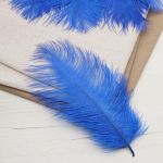 Перья страуса декоративные 20-25см, 10 шт в упак, синий