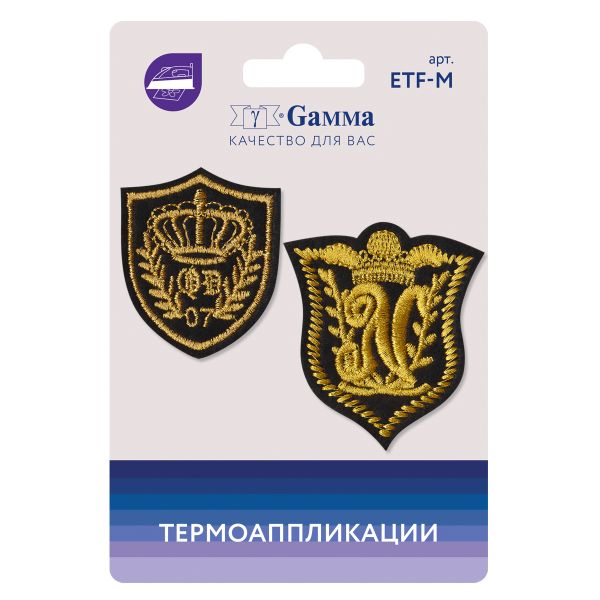 Термоаппликация №02, 2 шт, 02-202 Эмблемы с короной 6х5.5 см, Gamma ETF-M