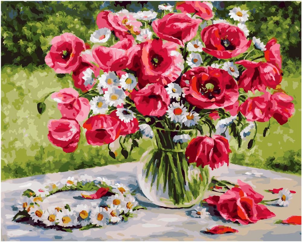 Картины по номерам на холсте 40х50. Рама Белоснежка Fiona (2770-BB) 40x50 см. Маки и ромашки живопись. Живопись по номерам маки. Картины по номерам на холсте с маками.