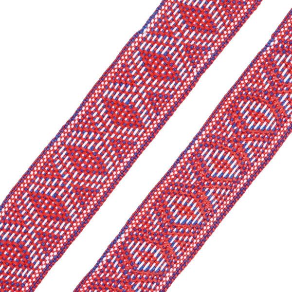 Лента (тесьма) жаккардовая 30.0 мм / 25±1 метров, рис. 9854, красный/синий/белый, С3881Г17