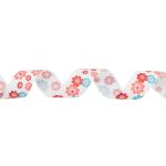 Лента репсовая (в рубчик) Цветочки 2 25.0 мм, 22.86 м (розовый/голубой)