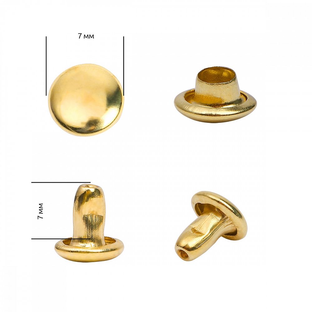 Хольнитены двухсторонние сталь 7х7 мм, №33, TBY.5207 цв. золото уп. 1000 шт, TBY