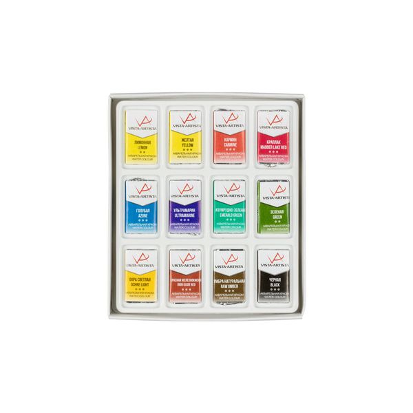 Краска акварель набор 12 цв, Vista-Artista VAWS-12