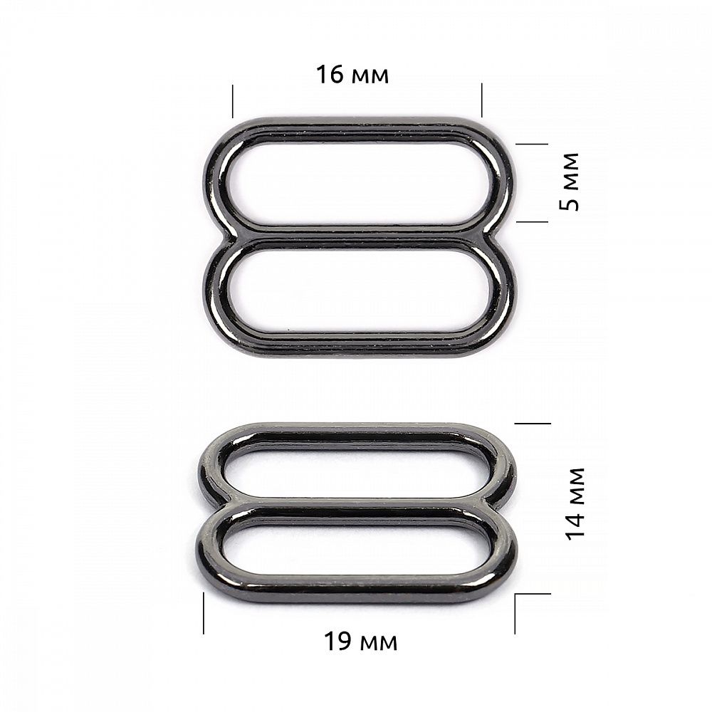 Рамки-регуляторы для купальника металл 16.0 мм, 816C.SW цв.черный никель, уп.100 шт