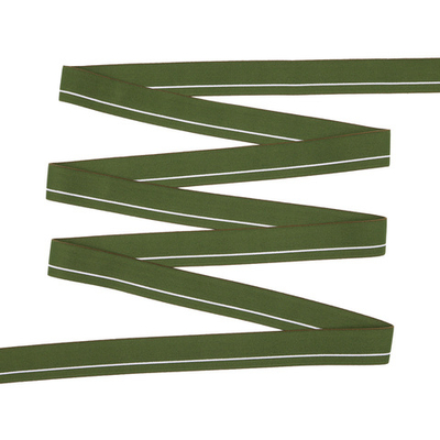 Резинка для мужских трусов и боксеров 30.0 мм / 25 метров, тканая мягкая, 21 г/м, хаки/белый полоса